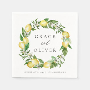 Serviette En Papier Citron botanique et Mariage de couronnes vertes