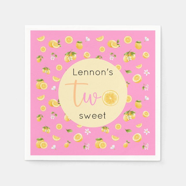 Serviette En Papier Citron deux douces fête d'anniversaire (Devant)