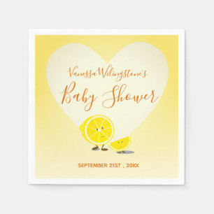 Serviette En Papier Citron et citron en tranche Baby shower Coeur Jaun