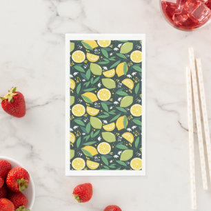 Serviette En Papier Citron et Limon Motif de fruits en vert et jaune
