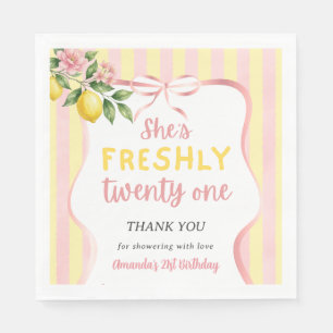 Serviette En Papier Citron Fraîchement 21 Gâteau de Citron Rose Fête d