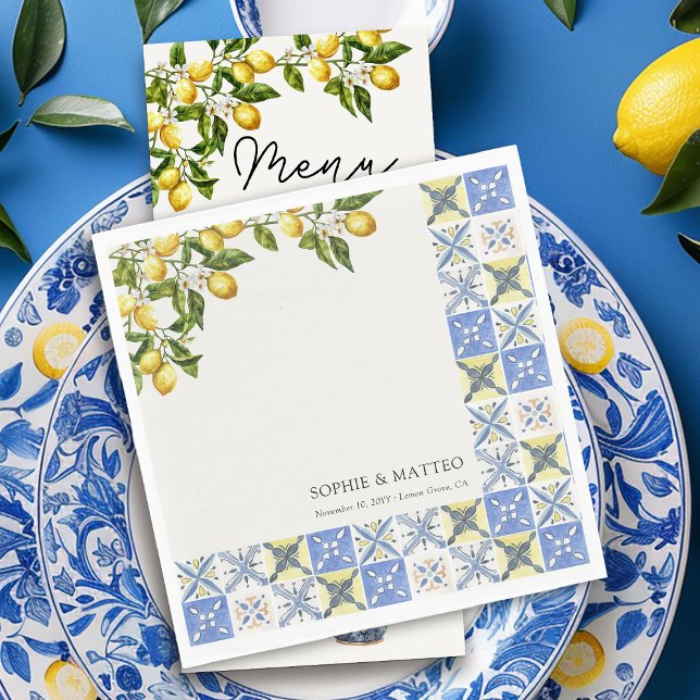 Serviette En Papier Citron Grove Rustique Italien Mariage à thème (Wedding napkins from the Lemon Grove wedding collection by Darling & May)