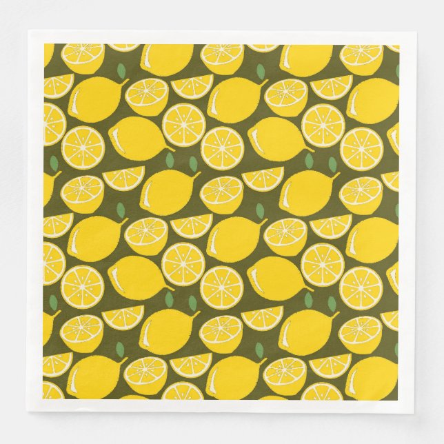 Serviette En Papier Citron Jaune Moderne Amusant mignon (Devant)