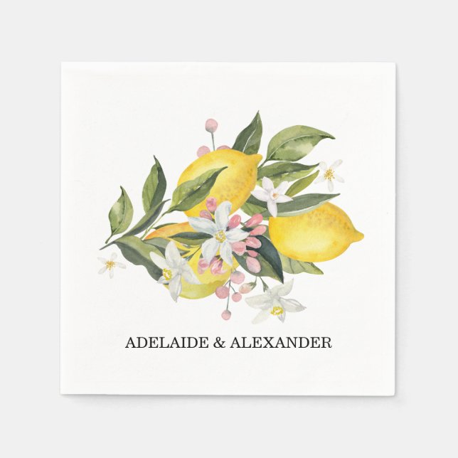 Serviette En Papier Citron méditerranéen Mariage jaune (Devant)