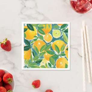 Serviette En Papier Citron Orange Citron Vert Arbre Fruitier Artisanal