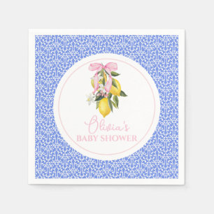 Serviette En Papier Citron Rose Ruban La Dolce Vita Baby Shower