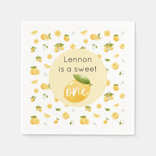 Serviette En Papier Citron sucré Un 1er anniversaire (Devant)