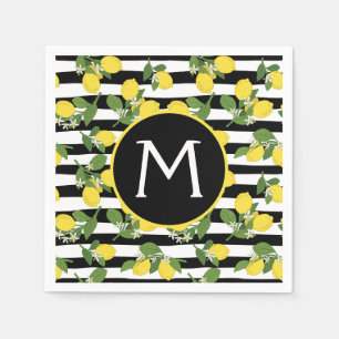 Serviette En Papier Citrons Citrons Jaunes Rayures Noires