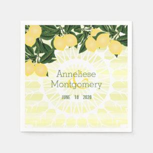 Serviette En Papier Citrons Citrus avec bandes - Mariage