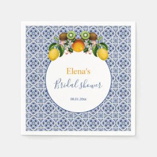 Serviette En Papier Citrons d'Amalfi blancs et bleus Italie Enterremen