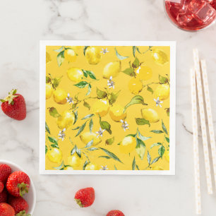 Serviette En Papier citrons d'aquarelle 8