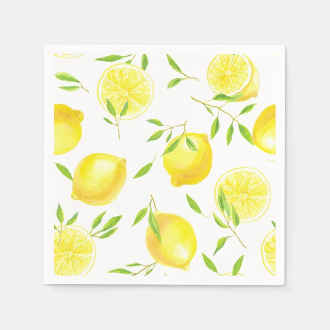 Serviette En Papier Citrons et feuilles (Devant)