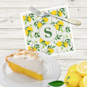 Serviette En Papier Citrons et Feuilles monogrammes minimalistes