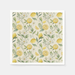 Serviette En Papier Citrons et fleurs Motifs serviettes