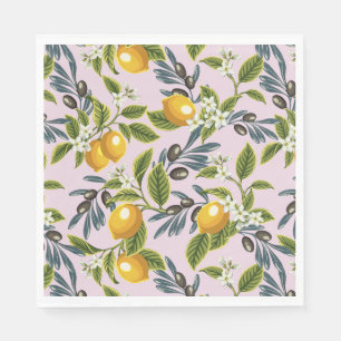 Serviette En Papier Citrons et olives italiens