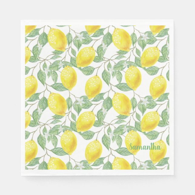 Serviette En Papier Citrons et serviettes design Feuille (Devant)
