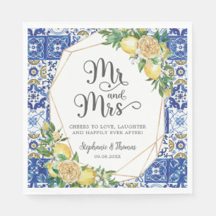 Serviette En Papier Citrons Méditerranéen Mosaïque Carrelage Mariage M