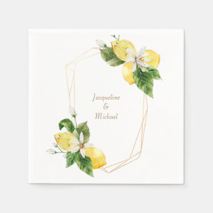 Serviette En Papier Citrons méditerranéens Gold Frame Cocktail Napkins