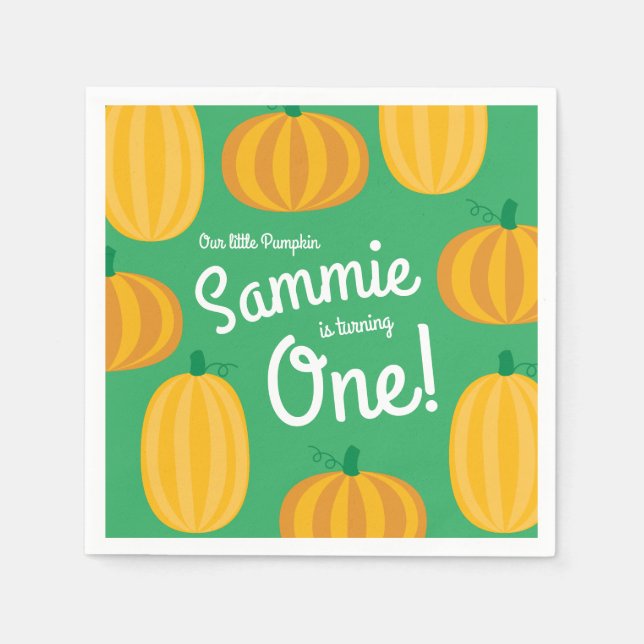 Serviette En Papier Citrouille Anniversaire Fête Enfants (Devant)