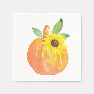 Serviette En Papier Citrouille aquarelle et tournesol