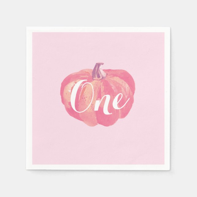 Serviette En Papier Citrouille Automne Fille Premier Anniversaire Fête (Devant)