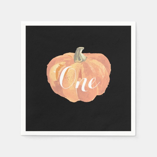 Serviette En Papier Citrouille Automne Premier Anniversaire Fête Orang (Devant)