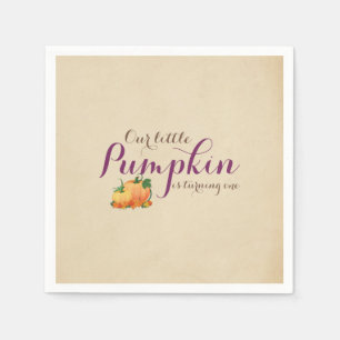 Serviette En Papier Citrouille Automne Premier Anniversaire Fête Purpl