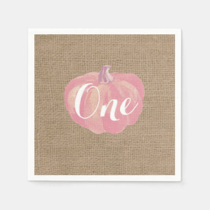 Serviette En Papier Citrouille Automne Premier anniversaire fête rose