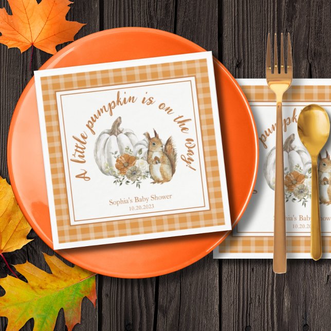 Serviette En Papier Citrouille Baby shower d'automne, non sexiste (Créateur téléchargé)