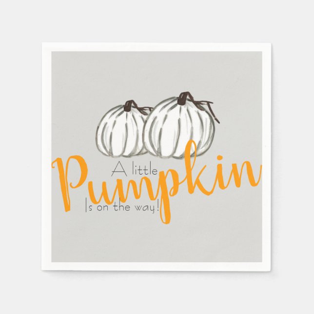 Serviette En Papier Citrouille blanc gris automne babyshower napkin (Devant)