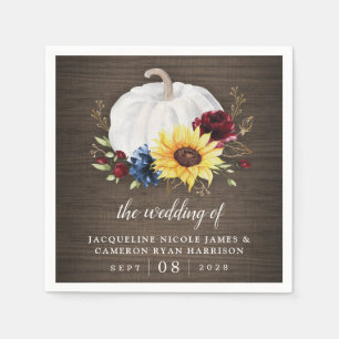 Serviette En Papier Citrouille blanc Tournesol Rose Mariage de automne