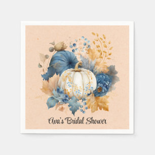 Serviette En Papier Citrouille bleu et orange Peony Mariage