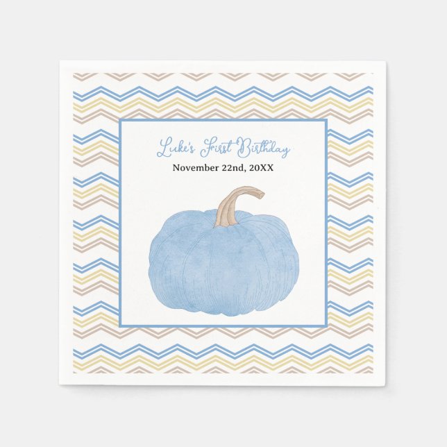 Serviette En Papier Citrouille Bleu Premier Anniversaire (Devant)