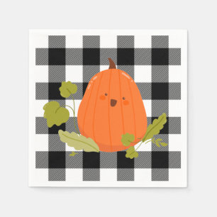 Serviette En Papier Citrouille bon thanksgiving sur Plaid