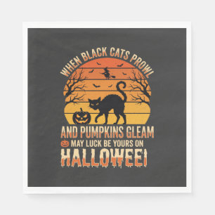 Serviette En Papier Citrouille Chat Noir Halloween Design Vectoriel