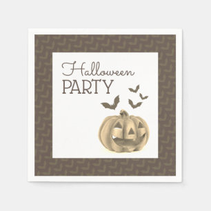 Serviette En Papier Citrouille & chauves-souris, fête d'Halloween