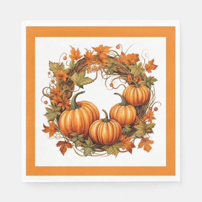 Serviette En Papier Citrouille d'automne (Devant)