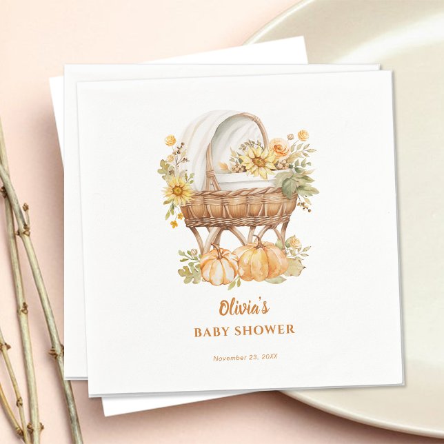 Serviette En Papier Citrouille d'automne Baby shower neutre (Créateur téléchargé)