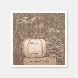 Serviette En Papier Citrouille d'automne Gold White Pays Mariage rusti
