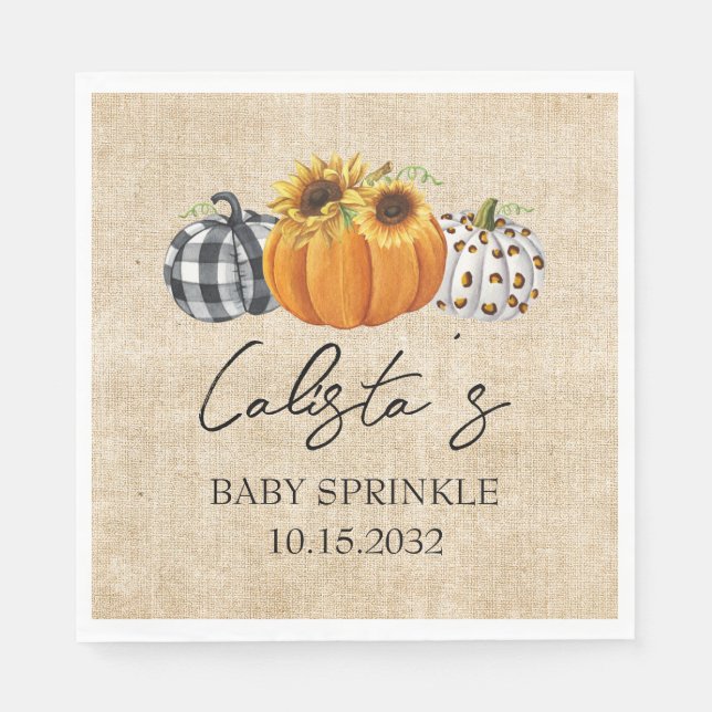 Serviette En Papier Citrouille d'automne Sunflower Burlap Baby Sprinkl (Devant)