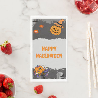 Serviette En Papier Citrouille de la fête d'Halloween aux cendres fonc