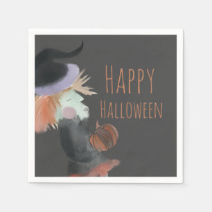 Serviette En Papier Citrouille de sorcière d'aquarelle d'Halloween