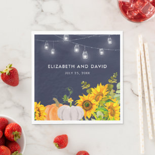 Serviette En Papier Citrouille de tournesol lumières de chaîne Mariage