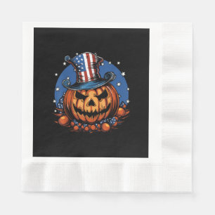 Serviette En Papier Citrouille d'Halloween avec drapeau américain patr