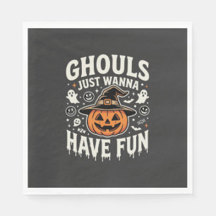 Serviette En Papier Citrouille d'Halloween Les goules veulent juste s'