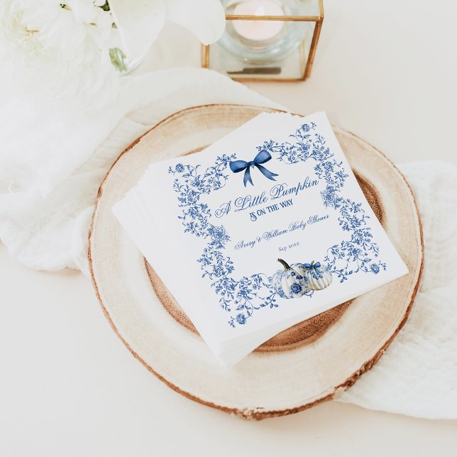 Serviette En Papier Citrouille Dusty Blue Whimsical Baby shower floral (Créateur téléchargé)