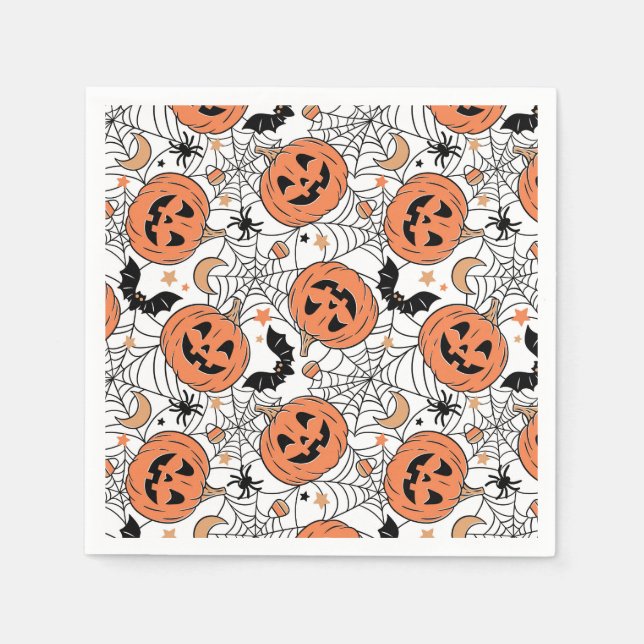 Serviette En Papier Citrouille éffrayant Motif Halloween (Devant)