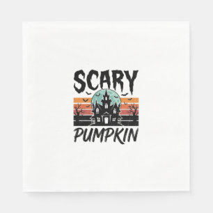 Serviette En Papier Citrouille effrayante Maison hantée vintage Hallow