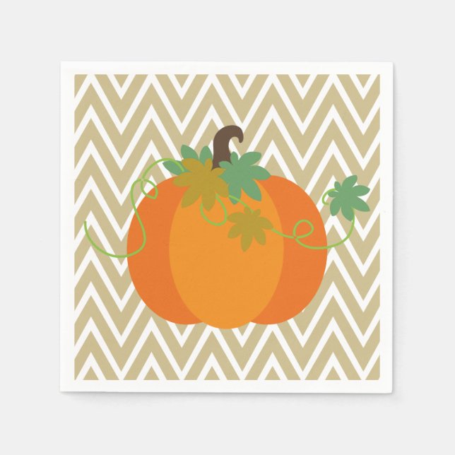 Serviette En Papier Citrouille et Chevron Zigzag Motif papier serviett (Devant)