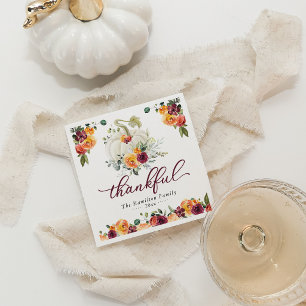 Serviette En Papier Citrouille Fleurie de Bourgogne de Remerciement po